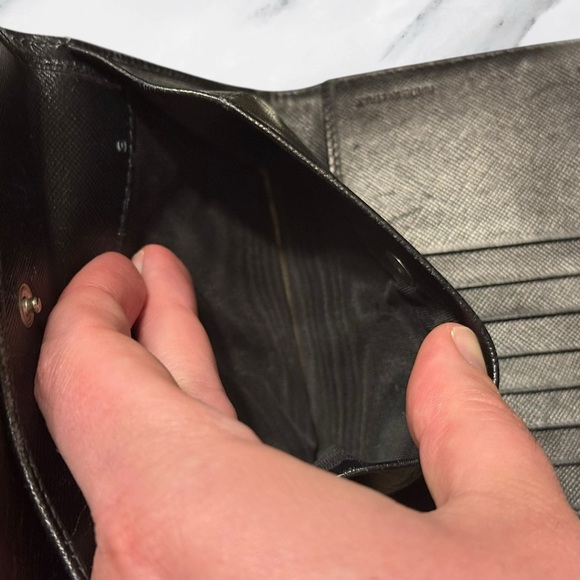 Prada Tessuto Dark Red Nylon Compact Trifold Wallet Authentic Vintage - Picture 9 of 11